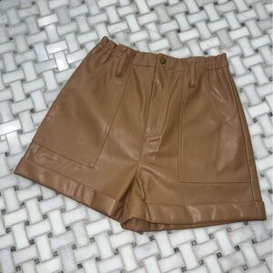 Tan leather shorts